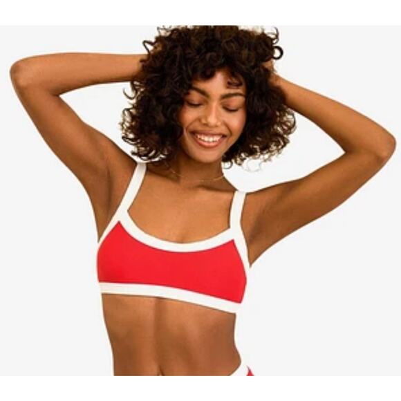 Dippin Daisy’s Padded Ribbed Womens Kelly Top in Color Poppy/Red and White NWT - Picture 1 of 8